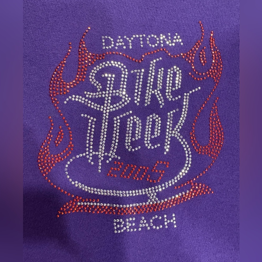 Vintage 2005 Biker Design Ladies Daytona Bike Week Bedazzled T-Shirt Sz Large.